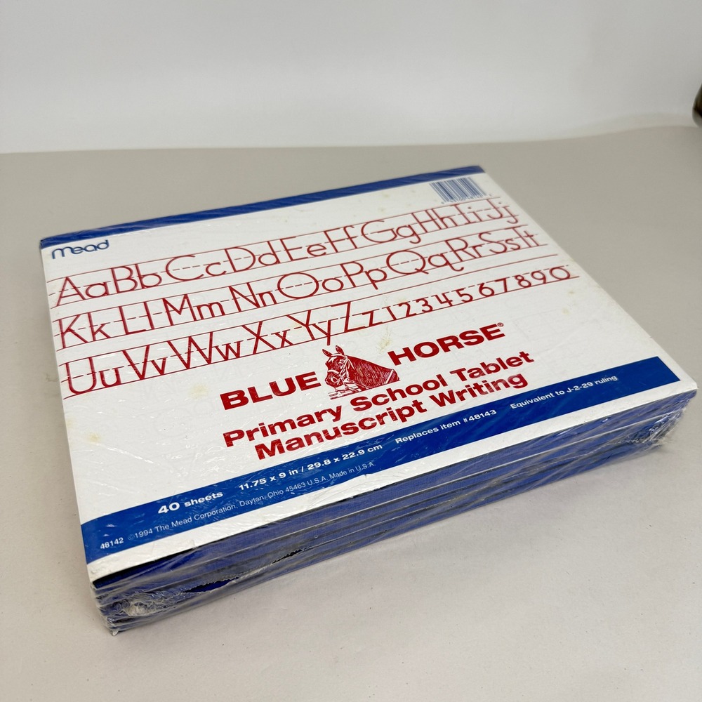 Vintage Mead Blue Horse Primary School Tablet 12 Pack Writing 90s